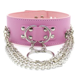 d o ring bondage collar with chain