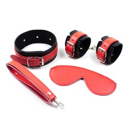 black and red faux leather restraint kit 3 piece